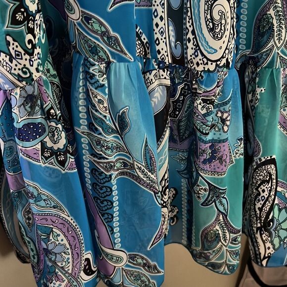 Bisou Bisou Womens Dress Size 4 Maxi Paisley Lined with Wide Ruffle Hem - Picture 2 of 14